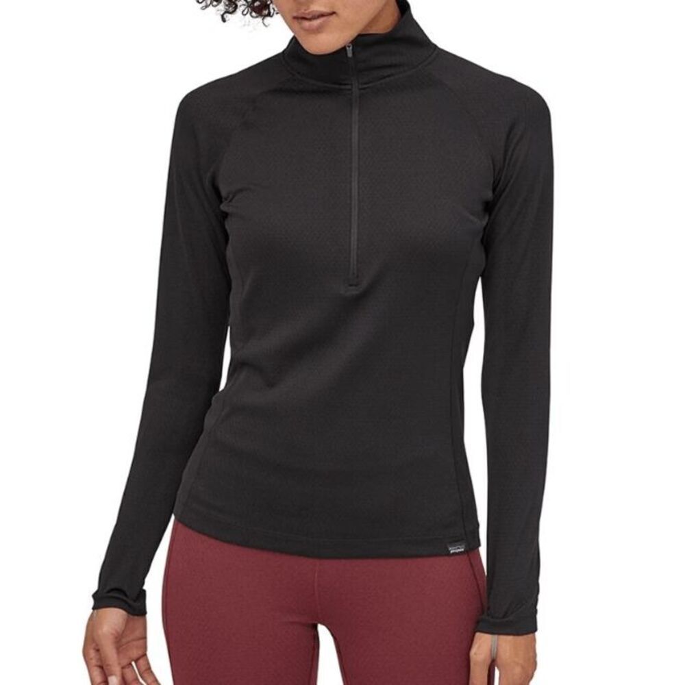 Patagonia Women's Capilene Midweight Zip-Neck Pullover Polartec Black Size Small